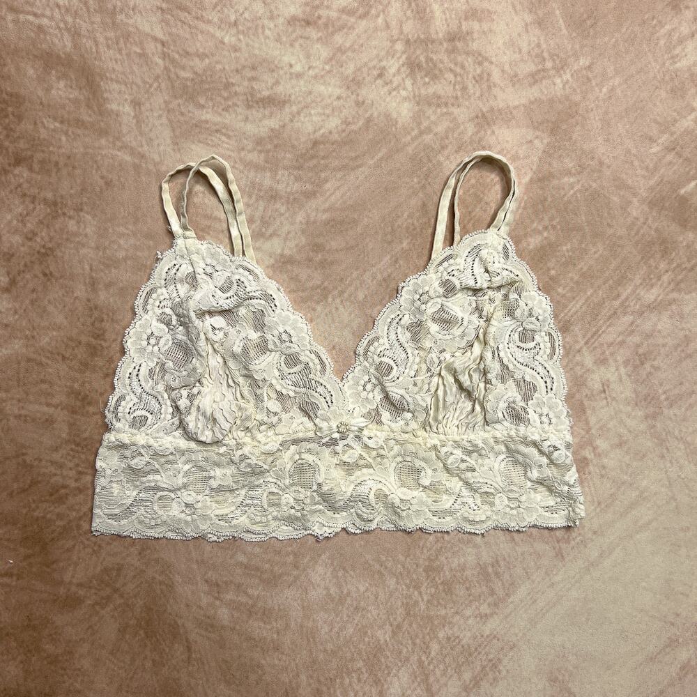 Vintage 70s Gaviota Division of Pibo Bralette Floral Lace Mesh Lingerie Romantic